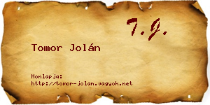 Tomor Jolán névjegykártya